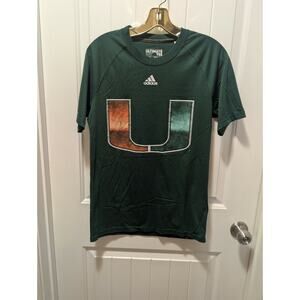 Adidas NCAA UM University Miami Hurricanes Climalite Tee Shirt Men's S Green